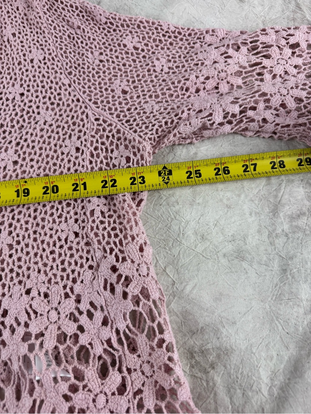 Rabbit Rabbit Rabbit Dusty Pink Crochet Open-Front Cardigan 1x - Picture 6 of 13